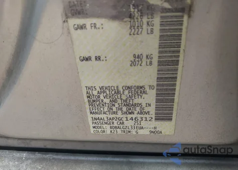 2016 Nissan Altima 2.5 S z USA, uszkodzony, nr VIN 1N4AL3AP2GC146312